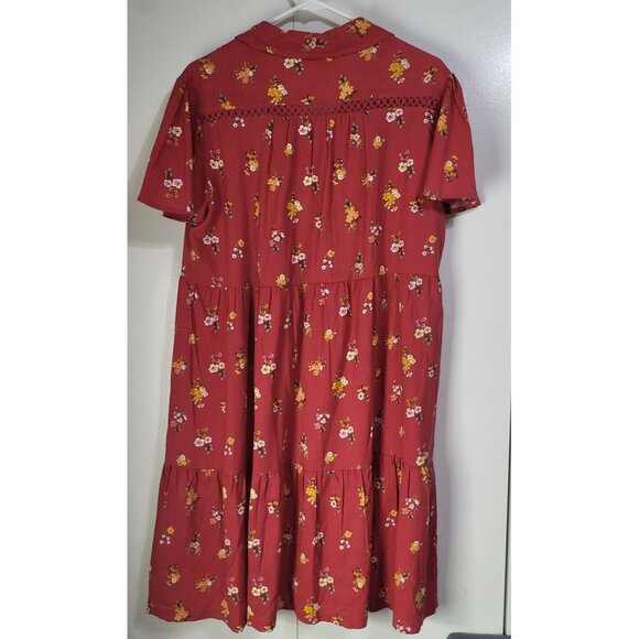 HARLOW & ROSE Tiered Floral Flowy Dress Women's SZ LG Country Prairie - Picture 2 of 9